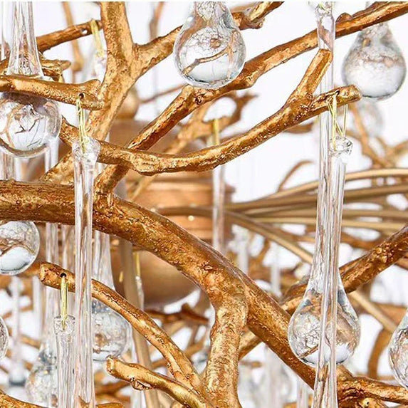 Copper Crystal Chandeliers Luxury Living Room Pendant Light French Villa Atmospheric Pendant Light Restaurant Light Hotel