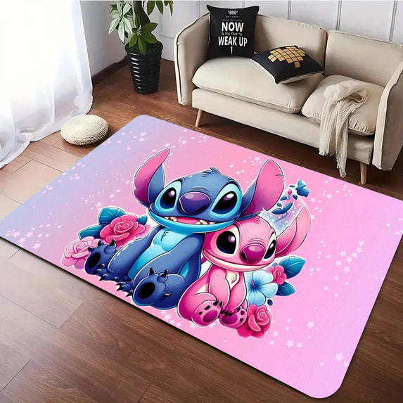 MINISO Disney Stitch Angel Lilo Pelekai rug for Living Room Decor Bedroom Leisure Mats sofa Mat Welcome Rug kid's Favorite Gifts