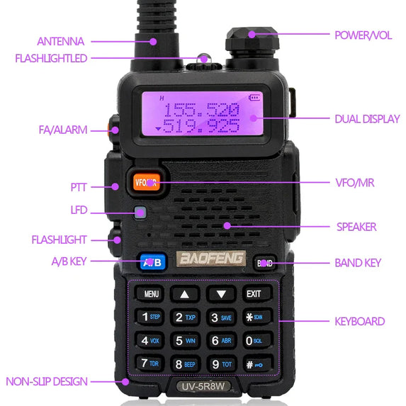 Baofeng Walkie Talkie UV 5R 5W 8W Dual Band Ham Two Way Radio Vhf Uhf FM Radio Handheld Transceiver Hunting 16KM