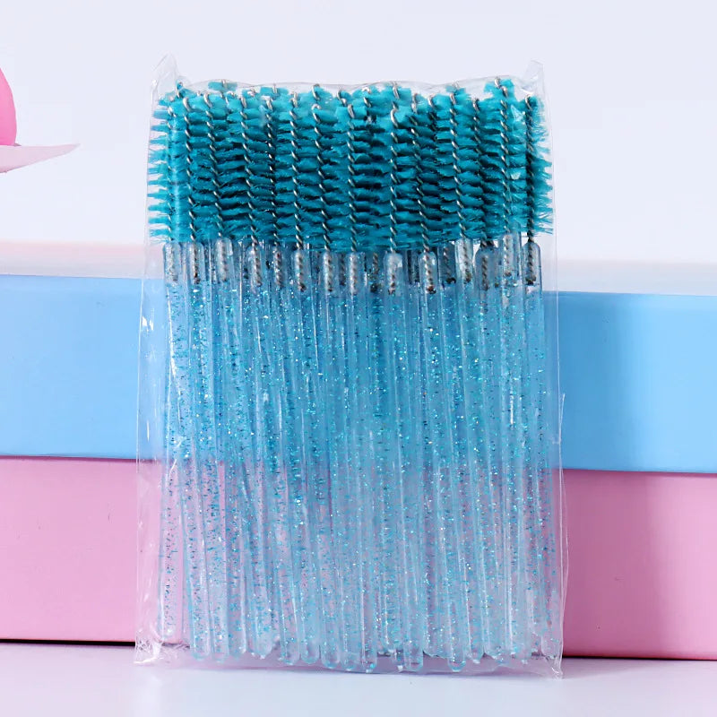 QSTY eyelash brush makeup brushes 50pcs individual disposable mascara applicator comb wand lash makeup brushes tools 6 colors
