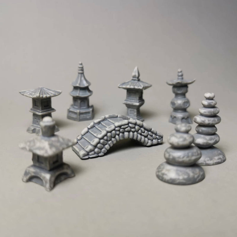 8 Pcs mixed/Japanese courtyard bridge/fairy garden gnome/moss terrarium home decor/crafts/bonsai/miniatures/figurine/diy