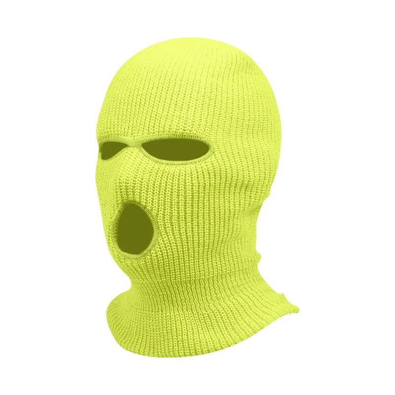 3Holes Winter Warm Unisex Balaclava Mask Hat Embroidery Full Face Mask Knitted Cycling Ski Snowboard Hat Cap Hip Hop Beanie Gift