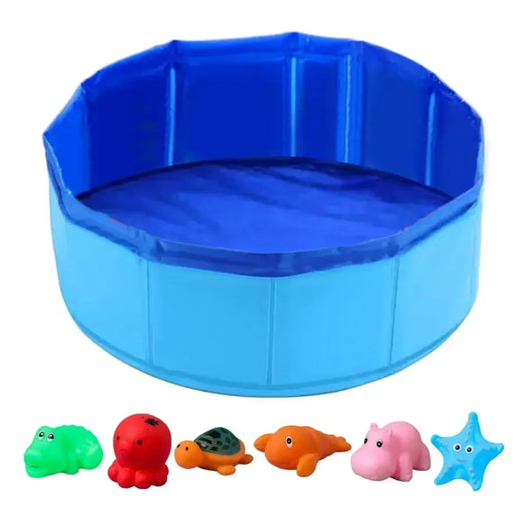 Foldable Cat Pool Toy Play Water Bath Tub for Dogs and Cats Summer Cool Pet Cleaning Basin with Turtle Starfish Octopus Design
