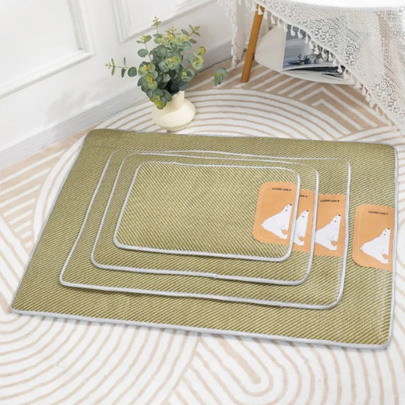 2025 Summer Cooling Pet Mat  Breathable Bamboo Dog Cat Bed Pad Ice Gel Cushion for Kennel Crate Indoor Outdoor