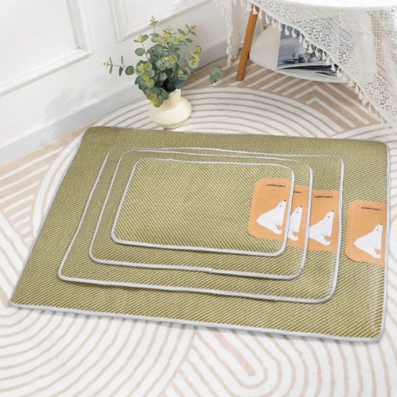 2025 Summer Cooling Pet Mat  Breathable Bamboo Dog Cat Bed Pad Ice Gel Cushion for Kennel Crate Indoor Outdoor