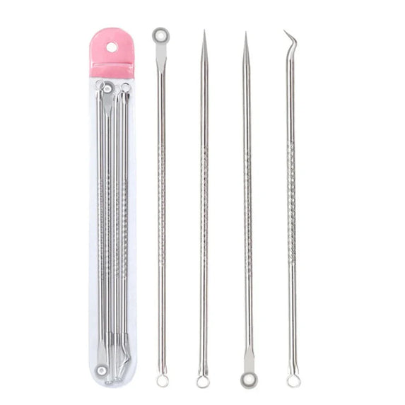 4PCS Acne Blackhead Comedone Black Spot Pimple Blemish Remover Skin Care Women Beauty Acne Treatment Pore Cleanser Needle Hook