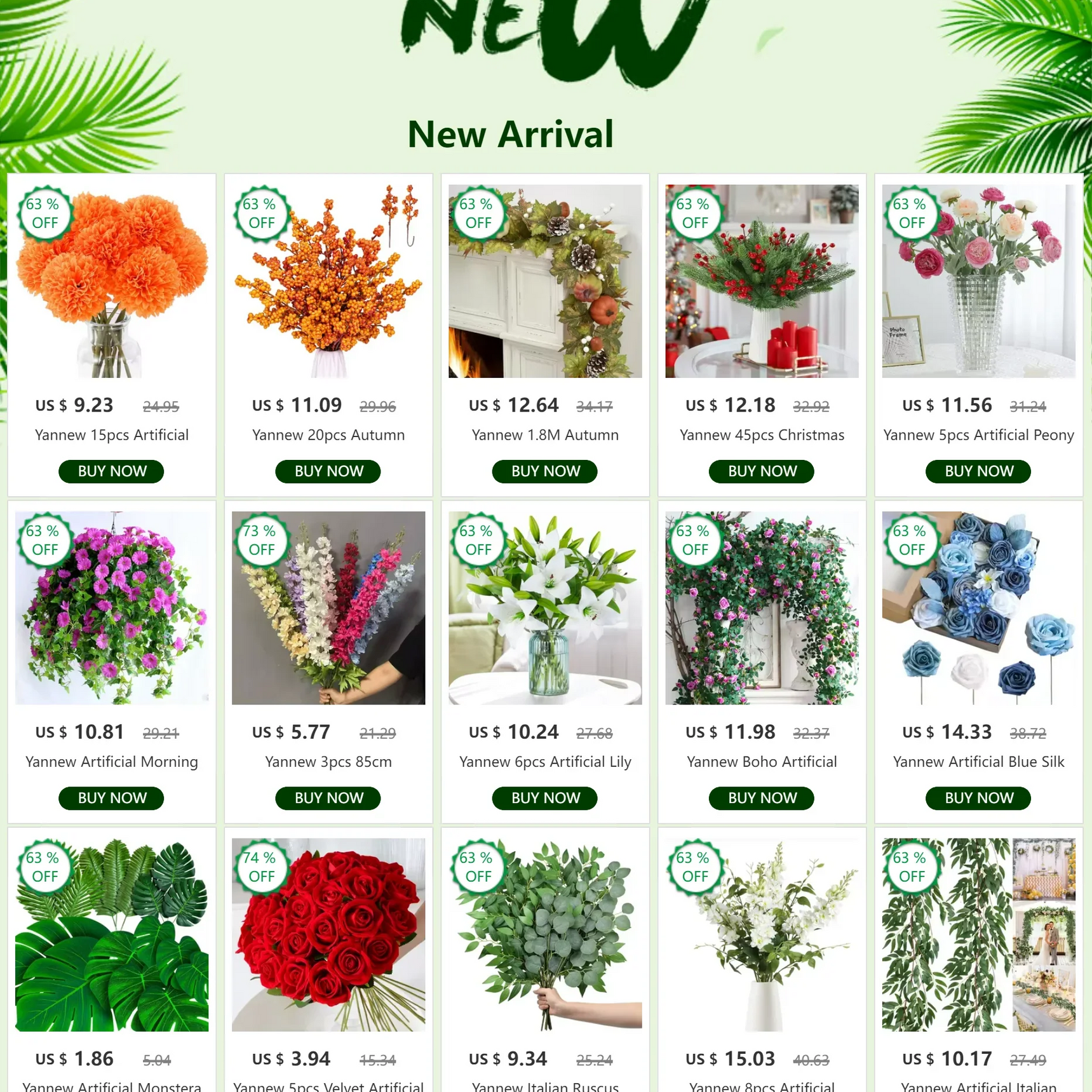 Yannew 12pcs Artificial Eucalyptus Stems Silver Dollar Greenery Fake Plants for Wedding Bouquet Floral Arrangement Home Decor