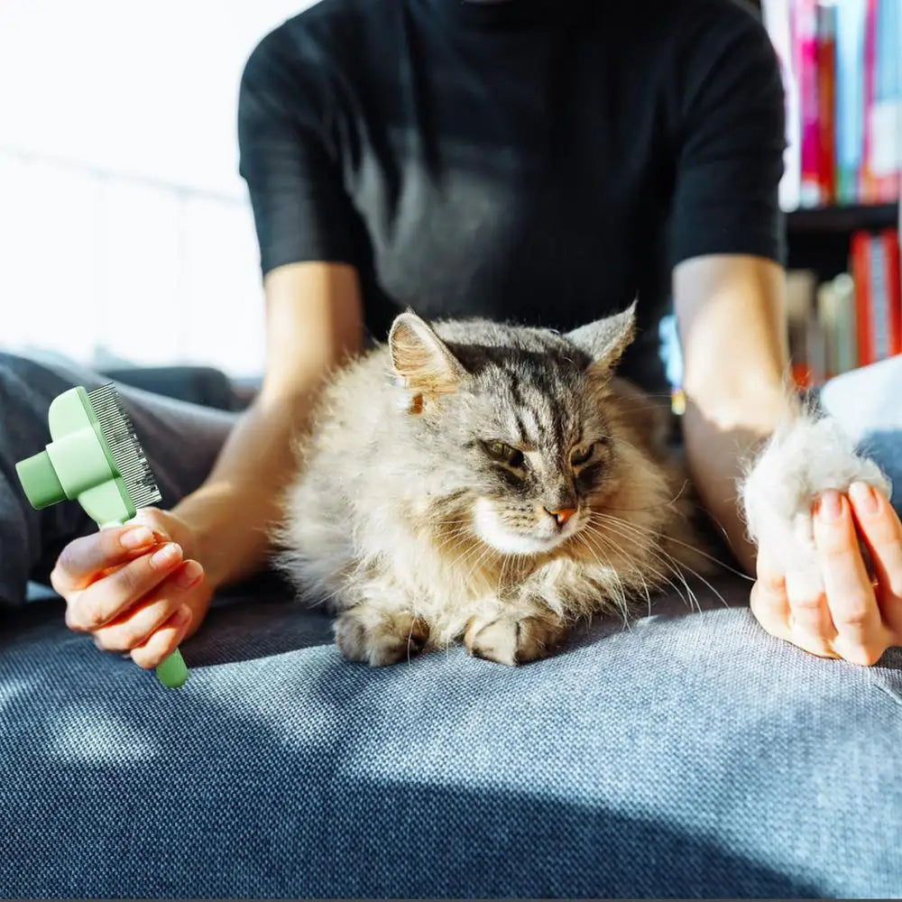 Pet Shedding Comb with Release Button Cat Dog Hair Grooming And Care Comb Long/Short Hair Remover Brush Pet Cleaning Supplies