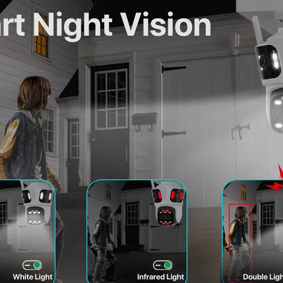 Three Lens PTZ IP Camera Outdoor 6K HD Three Screen WiFi Security Camera Auto Tracking 4K Dual Len Wirelss CCTV Camera iCsee