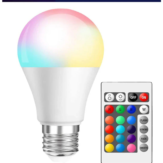 16 Colors RGB Bulb LED Multicolor Bulb E27 Base 220V Household Lighting Dimmable 24 Key Remote Control Atmosphere Neon Light