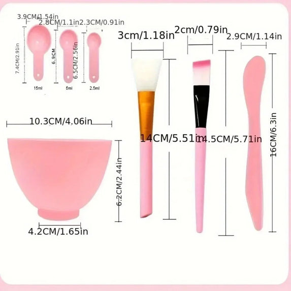 7pcs Facial Brush Mask Bowl Spoon Set Mask Brush Bar DIY Beauty Tools Mixing Tools Skin Care Makeup Supplies Woman Facial Tools