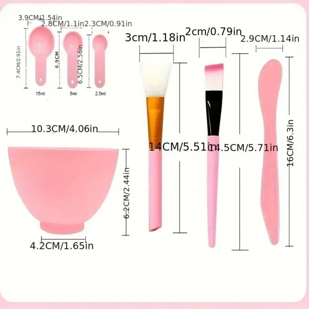 7pcs Facial Brush Mask Bowl Spoon Set Mask Brush Bar DIY Beauty Tools Mixing Tools Skin Care Makeup Supplies Woman Facial Tools