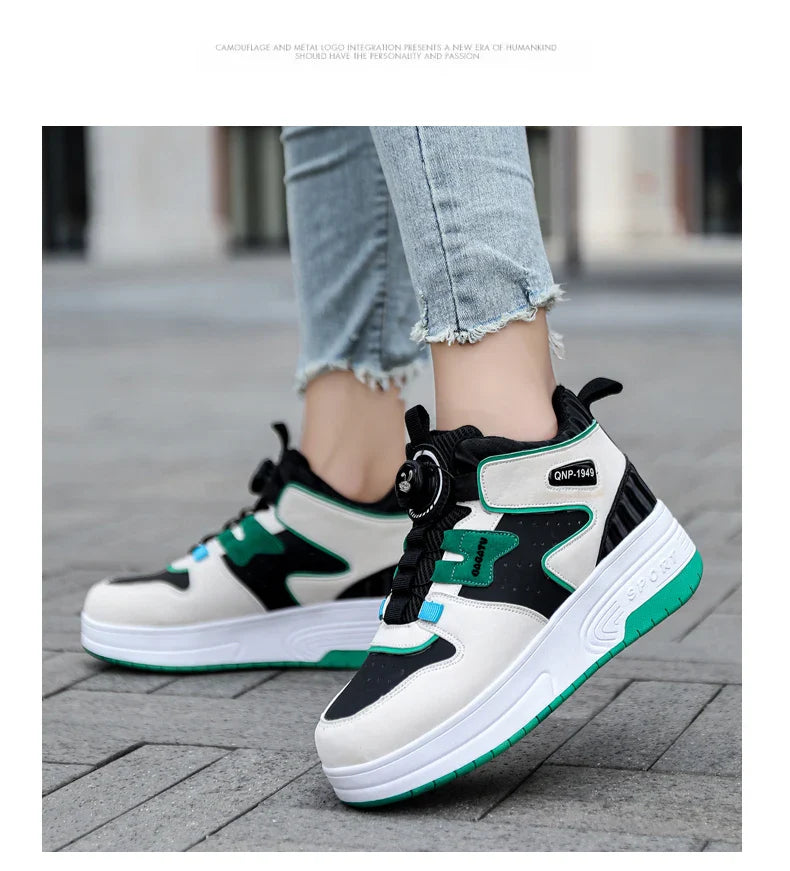 Children Junior Roller Skate Shoes Kids Sneakers with Two Boys Girls Wheels Shoes Running Adult Casual Boys Shoes size 31-42