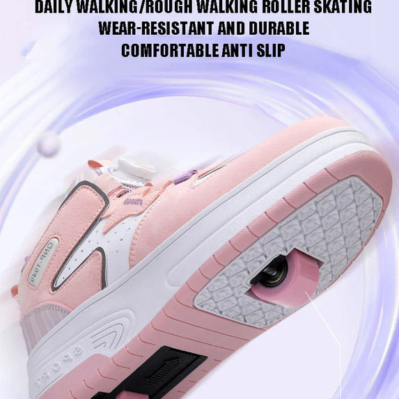 Children Junior Roller Skate Shoes Kids Sneakers with Two Boys Girls Wheels Shoes Running Adult Casual Boys Shoes size 31-42