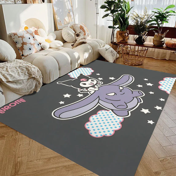 MINISO Sanrio Cute Kuromi Print Rug Non-slip Washable Carpet for Home Living Room Bedroom Rug Bathroom Floor Mat Kitchen Doormat