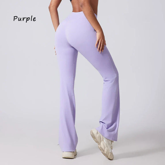 DIAS FIT JOY Women's Hip lifting flared pants high waisted yoga fitness pants sports micro flared yoga pants wide leg pants