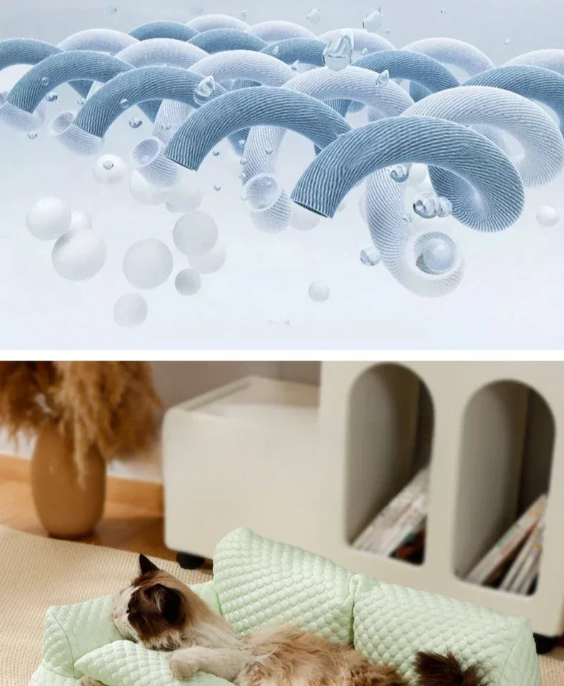 Cat Summer Beds Pet Sofa Dog Nest Removable Washable Waterproof Breathable Ice Silk Soft Cat Bed Small Kitten House