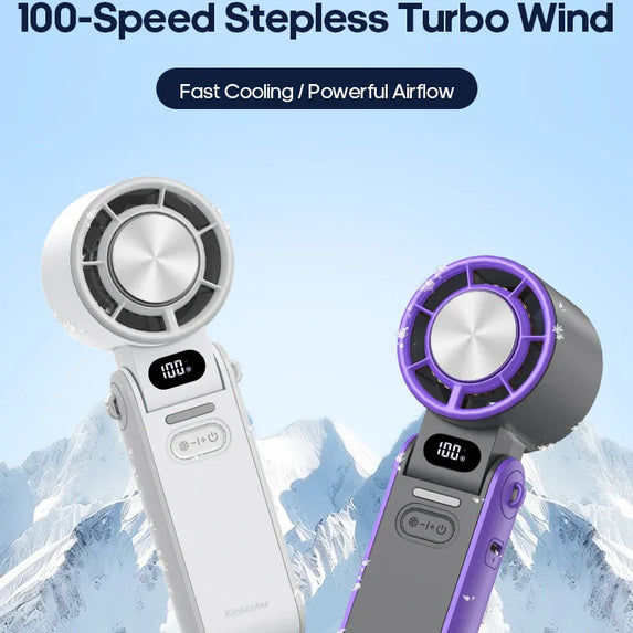 KINSCOTER Outdoor Foldable Portable Handheld Fan Mini Cooling Rechargeable 3600mAh 100-level Free Control High Speed Turbo Fan