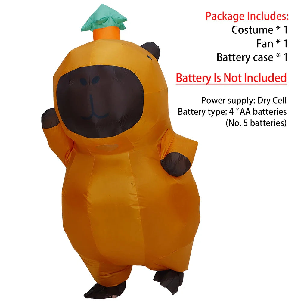 Cartoon Capibara Costume Inflatable for Adult Fancy Halloween Cosplay Party Dress Performance Inflated Garment Air Blow Suit