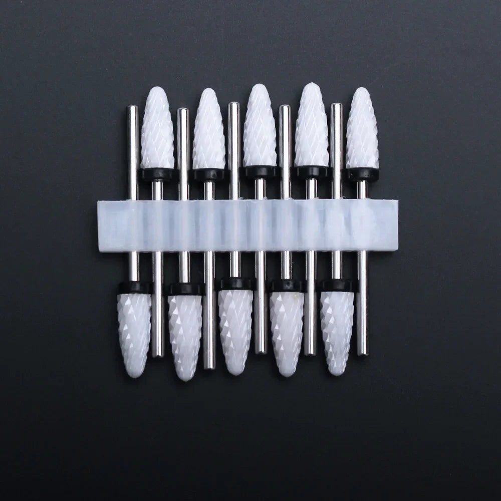 10pcs Ceramic Nail Drill Bits Set Milling Cutter for Manicure Drills Electric Nail Files Cuticle Remove Nail File Art Tools