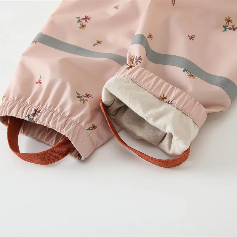 HONEYKING Children Waterproof Rain Pants Baby Jumpsuits Boys Girls Overalls Pants Fashion Kids Overalls