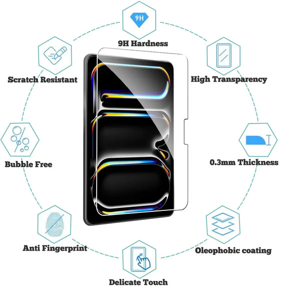 2Pcs Tempered Glass Screen Protector For ipad Pro Air 13 11 2024 M4 M2 Air 5 4 Pro 12.9 11 M3 2025 Film