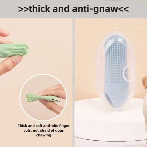 Dog Toothbrush, 360° Cleaning Finger Toothbrush for Dogs, Food Grade Silicone Dog Finger Toothbrush for Dogs & Cats Dental Care