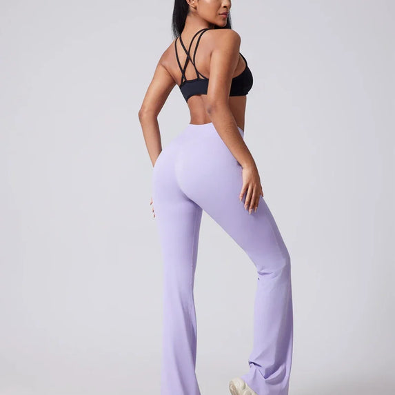 DIAS FIT JOY Women's Hip lifting flared pants high waisted yoga fitness pants sports micro flared yoga pants wide leg pants