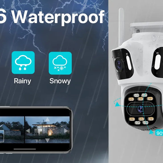 Three Lens PTZ IP Camera Outdoor 6K HD Three Screen WiFi Security Camera Auto Tracking 4K Dual Len Wirelss CCTV Camera iCsee