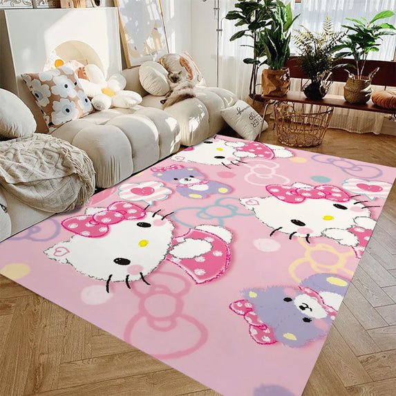 MINISO Sanrio Cute Kuromi Print Rug Non-slip Washable Carpet for Home Living Room Bedroom Rug Bathroom Floor Mat Kitchen Doormat