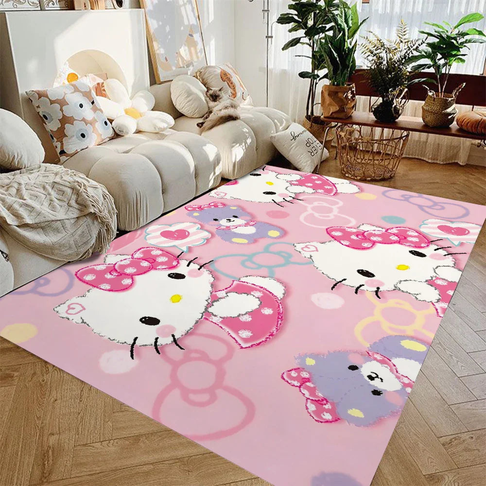 MINISO Sanrio Cute Kuromi Print Rug Non-slip Washable Carpet for Home Living Room Bedroom Rug Bathroom Floor Mat Kitchen Doormat