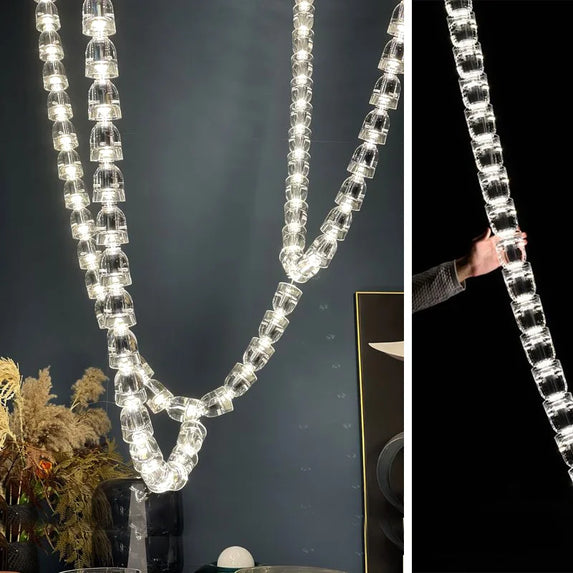 Post-modern simple luxury dining room glass chandelier Nordic designer minimalist art strip living room study bar