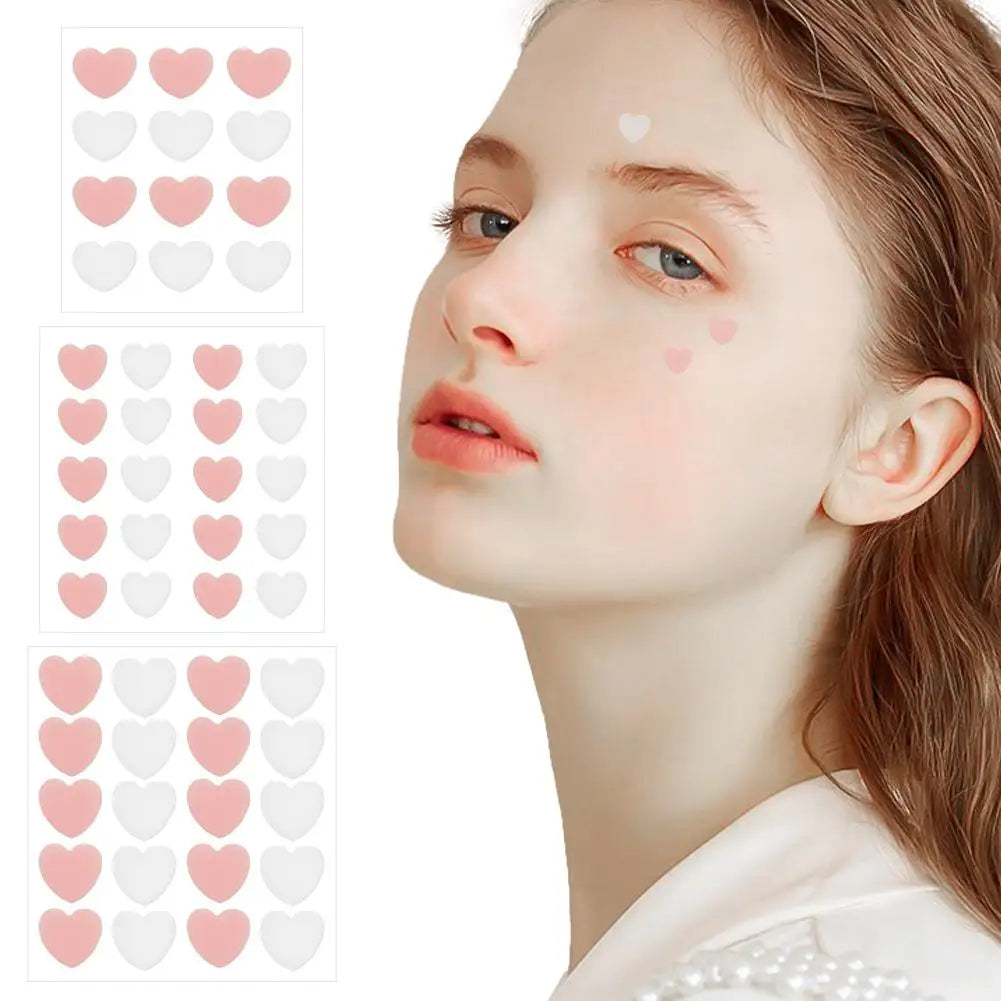 12/20 Counts Acne Care Patches Cute Pink Heart Shaped Acne Pimple Patches Invisible Acne Cover Treatment Stickers Skin Care