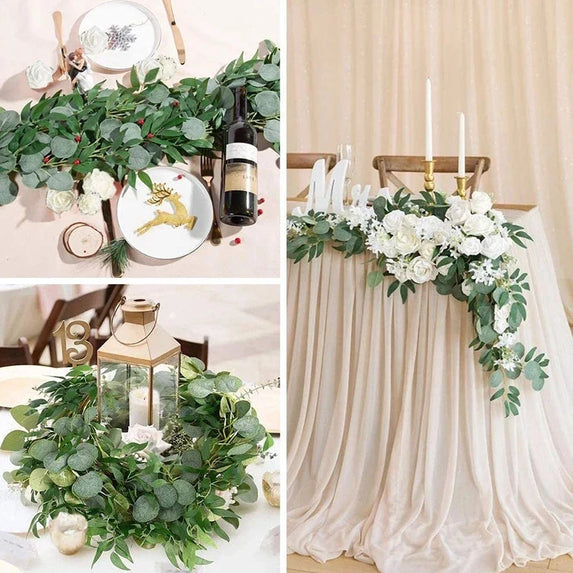 6Ft Artificial Eucalyptus Garland Plant Decoration Hanging Greenery Leaves Fake Plants Vine for Wedding Arch Garden Home Decor