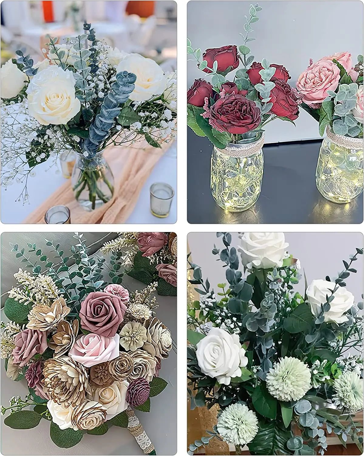 Yannew 12pcs Artificial Eucalyptus Stems Silver Dollar Greenery Fake Plants for Wedding Bouquet Floral Arrangement Home Decor