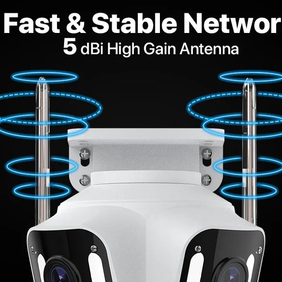 Three Lens PTZ IP Camera Outdoor 6K HD Three Screen WiFi Security Camera Auto Tracking 4K Dual Len Wirelss CCTV Camera iCsee