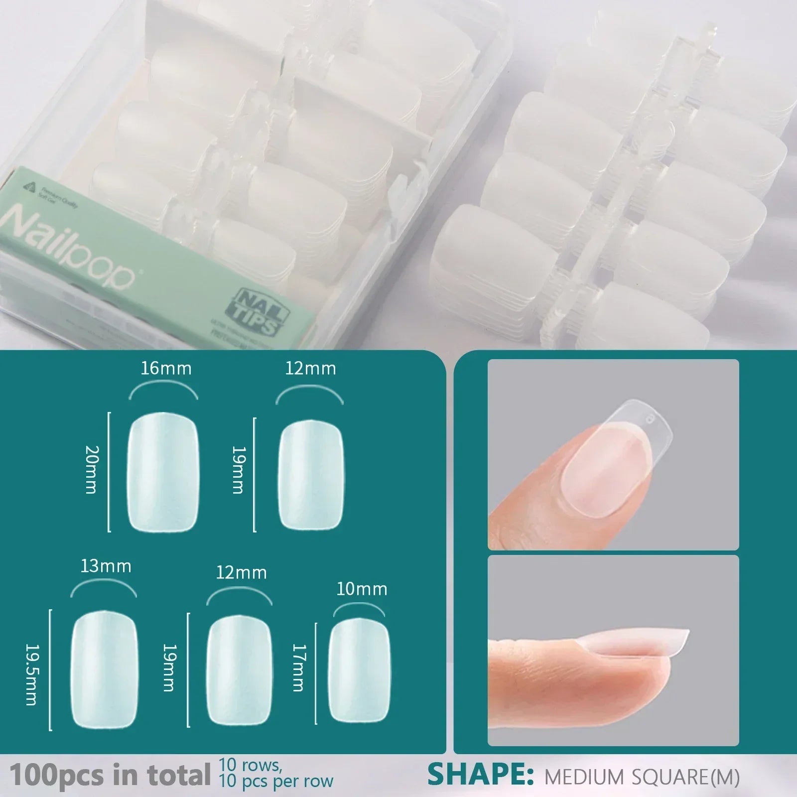 Nailpop Soft Gel Tips for Nails Extension System Ultra Matt Short Coffin Fake Nail Capsule for Handmade Press on Nails 100pcs