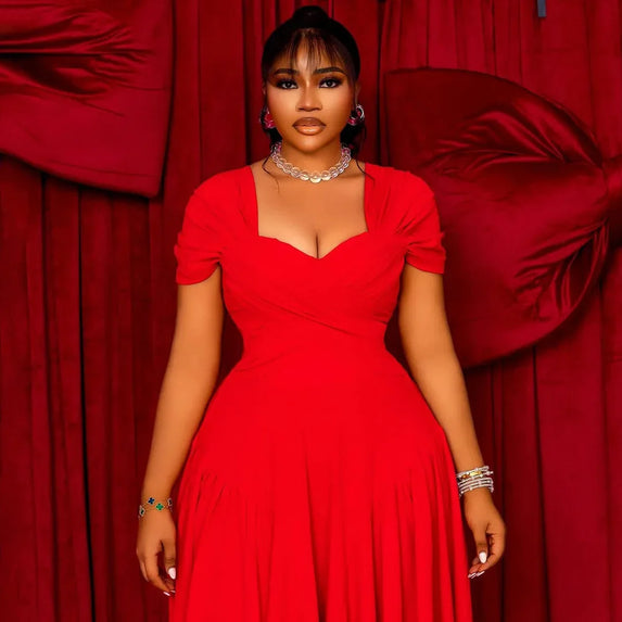 Plus Size Fashionable Elegant Long Strapless plus Size Dress for Black Women N8072 Cross-Border Large Size Clothing Sexy Wais...