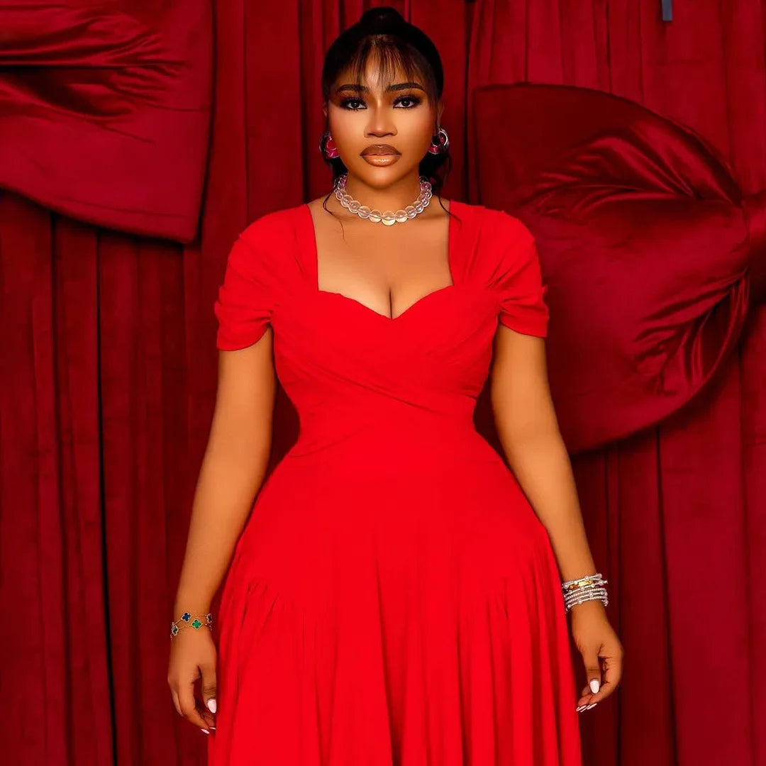 Plus Size Fashionable Elegant Long Strapless plus Size Dress for Black Women N8072 Cross-Border Large Size Clothing Sexy Wais...