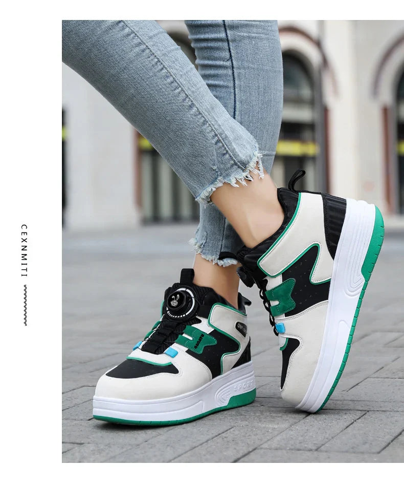 Children Junior Roller Skate Shoes Kids Sneakers with Two Boys Girls Wheels Shoes Running Adult Casual Boys Shoes size 31-42