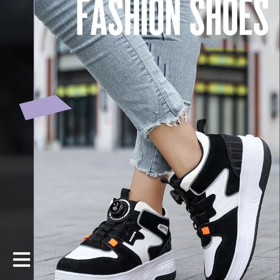 Children Junior Roller Skate Shoes Kids Sneakers with Two Boys Girls Wheels Shoes Running Adult Casual Boys Shoes size 31-42