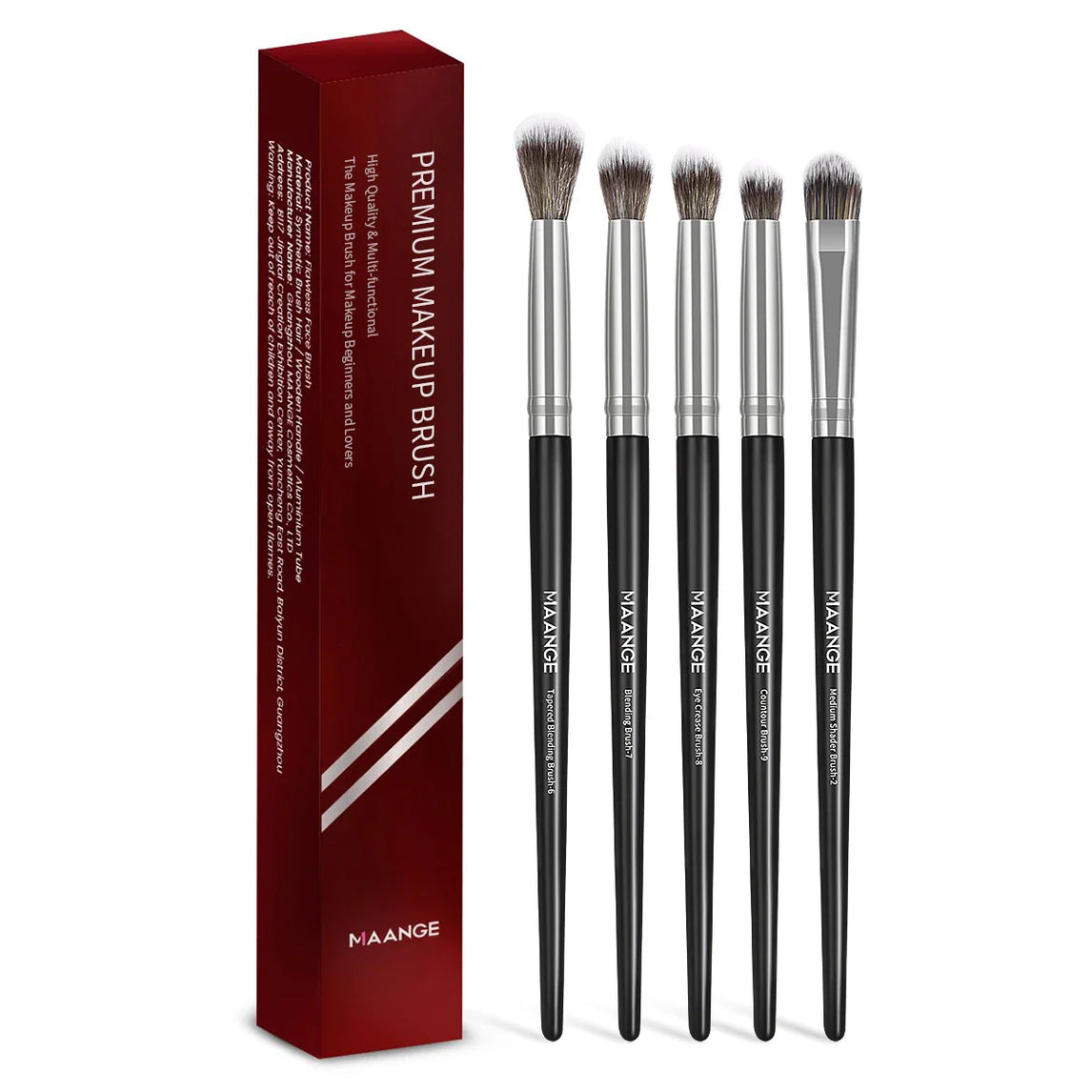 MAANGE 5PCS Eye Shadow Makeup Brush Set Concealer Brush Eye Cosmetic Soft Bristles Shader Brush Portable Beauty Makeup Tools
