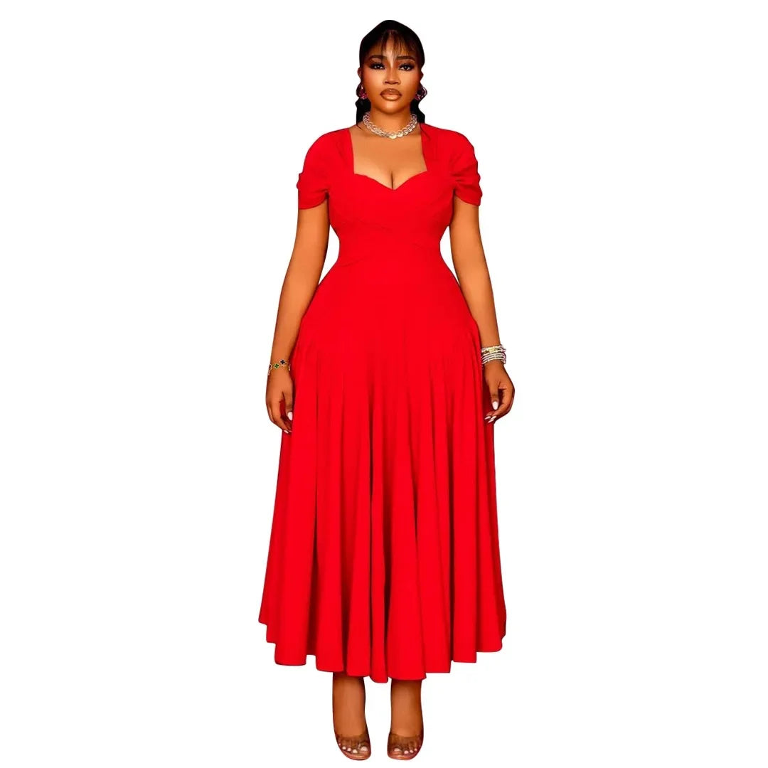 Plus Size Fashionable Elegant Long Strapless plus Size Dress for Black Women N8072 Cross-Border Large Size Clothing Sexy Wais...