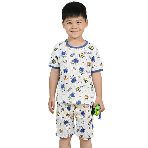 Children's Clothing Summer Boy Girl Home Sleepwear Sets Kids Cotton Short Sleeve T-Shirt Tops with Shorts Toddler Baby Pajamas