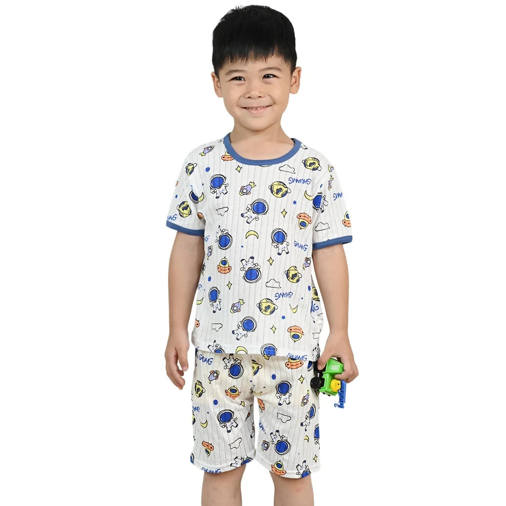Children's Clothing Summer Boy Girl Home Sleepwear Sets Kids Cotton Short Sleeve T-Shirt Tops with Shorts Toddler Baby Pajamas