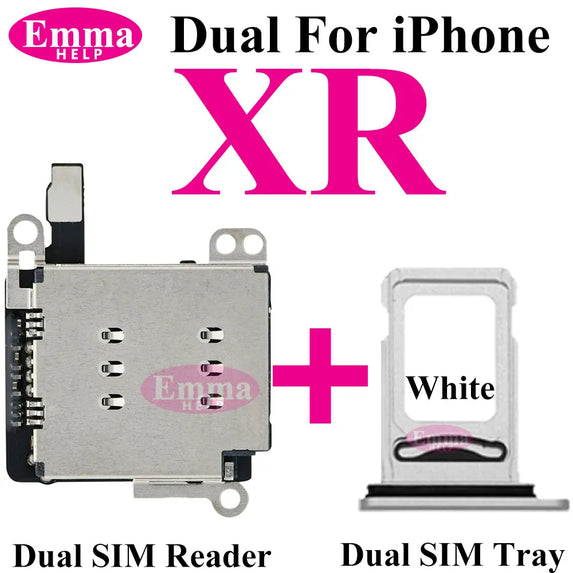 EmmaHelp 1set Dual Sim Card Reader Connector Flex Cable + Tray Slot Holder Adapter for iPhone 11 12 13 14 15 Pro Max XR XSMax