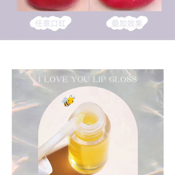 Peach Milk Lip Oil, Bee Lip Balm, Moisturizing Lip Balm, Soothing and Hydrating Lip Oil, Easily Repairs Dry, Cracked Lips