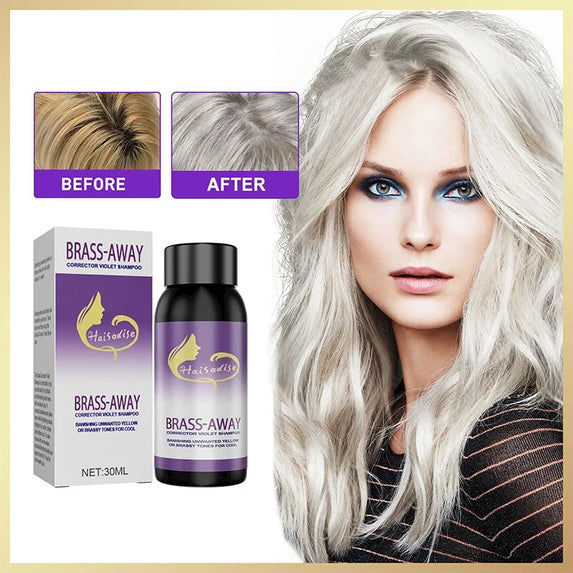 30ML Gray Color Fixing Hair Dye Shampoo Cover Gray Hair Fade Yellow After Bleach Hair Shampoo Non-irritating Purple Shampoo