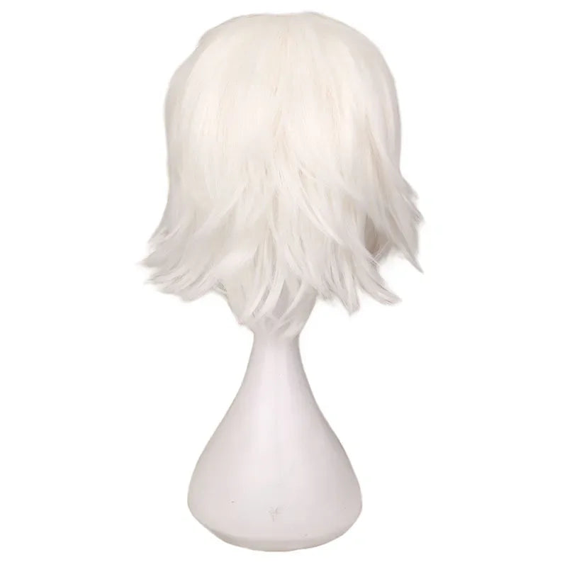 Universal Short Cosplay Wig Silver Red Pink Blonde Grass Green Black Straight Men's Wig for Halloween Cosplay Costume Party