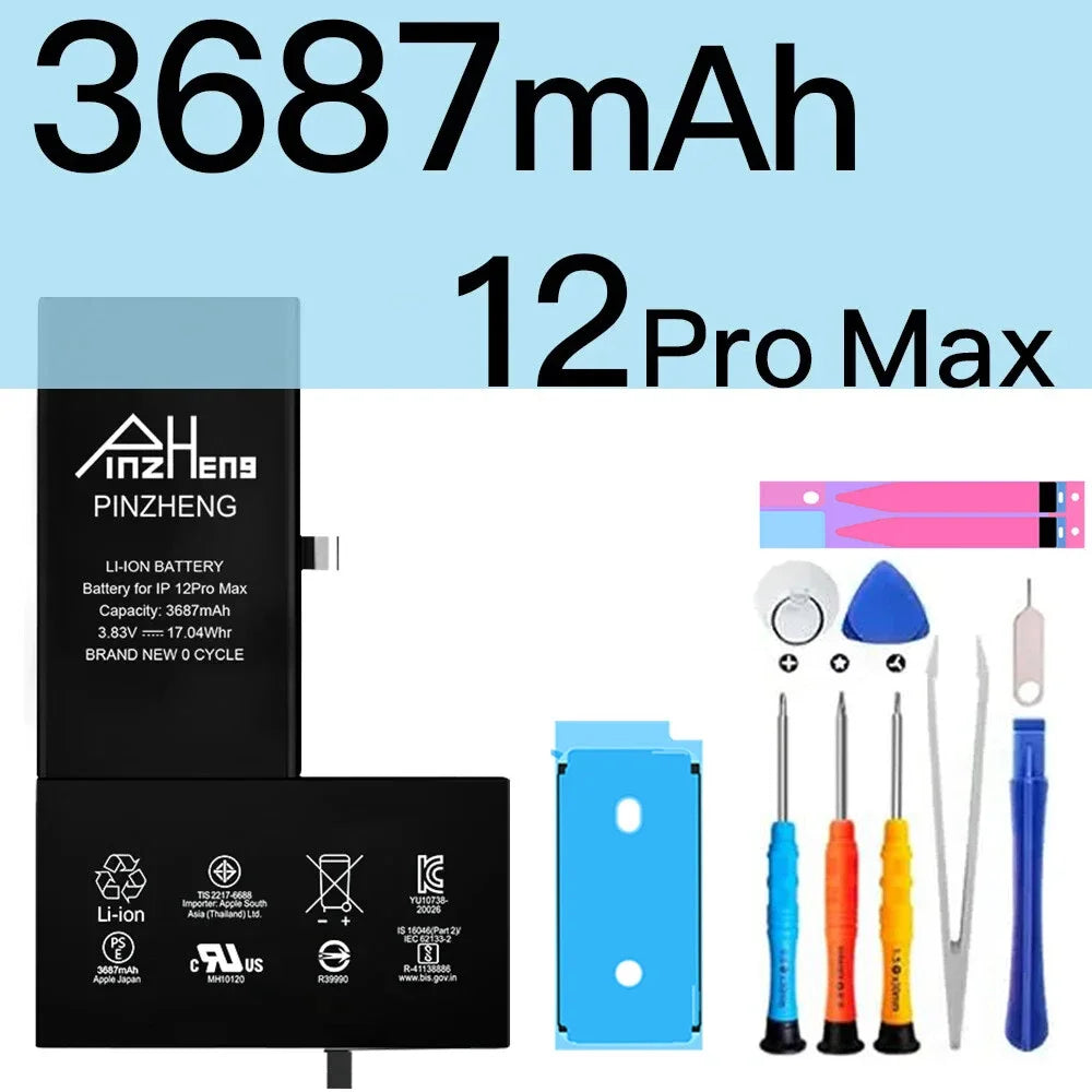 PINZHENG Battery For iPhone X XR XS 11 12 13 Mini Max Pro Promax Real High Capacity Replacement Bateria Warranty One Year
